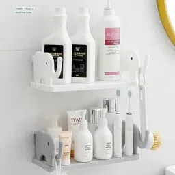 charitraenterprise Multipurpose Wall Mount Self-Adhesive Plastic Storage Rack Plastic Wall Shelf image 4