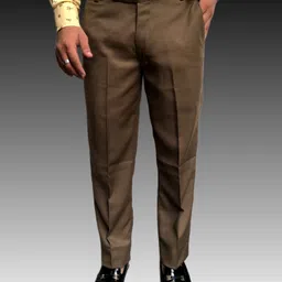 burraq collection Men Regular Fit Brown Cotton Blend Trousers image 4