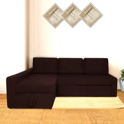 woodsworth from pepperfry Flumph Fabric RHS Pull-Out Sofa Cum Bed in Chestnut Brown Colour with Storage-picture-26