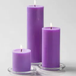 aromatic fables Lavender Scented Set Of 3 Light Purple Colo+I90r Pillar Candles image 1