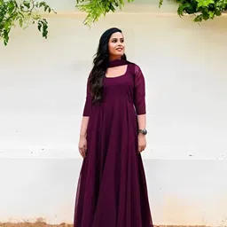 excessive Solid Georgette Stitched Anarkali Gown image 2