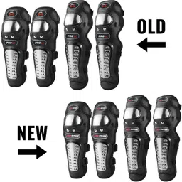 allextreme Pro Knee Pads Adults Motorbike Alloy Steel ATV Motocross Professional Elbow Knee Shin Armor Racing Protect Guard Pads Accessories Knee Guard, Elbow Guard XL Black, Silver image 3