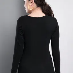 q-rious Casual Regular Sleeves Solid Women Black Top image 2
