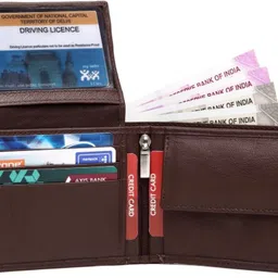 leder street Men Trendy, Travel Brown Genuine Leather RFID Wallet image 4