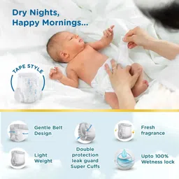 meemee Baby Diaper Tape, Wetness Indicator, Leakage Protection, High Absorb Technology - New Born image 2