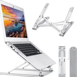 Life Style RP Enterprises Laptop Stand Aluminum 6 Adjustable Foldable Portable Laptop Stand Desktop Tablet Stand FR12 Aluminium Floor and Desk Stand Rotatable Laptop Stand with Adjustable Height Compatible with Universal Laptops-image-36
