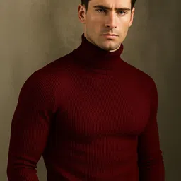 rufica Men Solid High Neck Maroon Sweater-picture-25