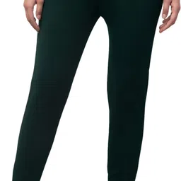 al-hudooms Women Skinny Fit Dark Green Wool Trousers image 1
