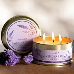 aromahpure Lavender 3 Wick Scented Candle in Container with Lid image 1