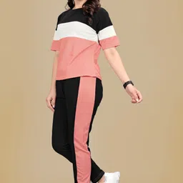 sakarmaa Women Top & Pyjama Set Black, Pink Colorblock image 3