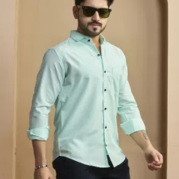 stoneberg Men Slim Fit Solid Spread Collar Formal Shirt image 3