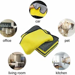 manav Pack of 6 Lint Free Dual Sided Vehicle, Glass & floor Cleaning Cloth US5.1206 Wet and Dry Microfiber Cleaning Cloth image 3