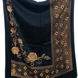 ogs Floral Print, Graphic Print Rayon Women Black Scarf, Stole, Fancy Scarf-picture-32