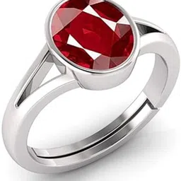 vishvma 6.25 Ratti Created Ruby Adjustable Ring for Men & Women (Red) Brass Ruby Brass Plated Ring image 4