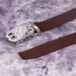 clock21 Men Casual, Evening, Formal, Party Brown Artificial Leather Belt image 3