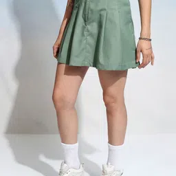 tokyo talkies Women Solid A-line Green Skirt image 4