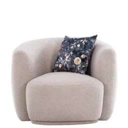 casacraft from pepperfry Belfast Fabric Barrel Chair in Light Grey Colour image 4