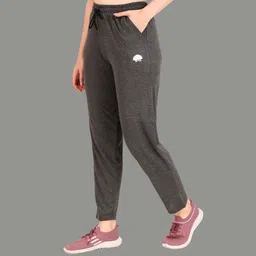 gaa Pack of 2 Women Solid, Printed Grey, Maroon Track Pants image 3