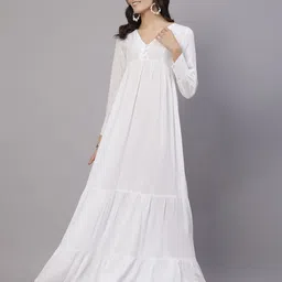 aayu Women Layered White Maxi/Full Length Dress-picture-18