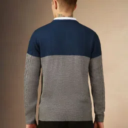 dennis lingo Men Colorblock Round Neck Multicolor Sweater image 3