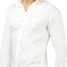 super weston trend Men Slim Fit Solid Ribbed Collar Casual Shirt image 2