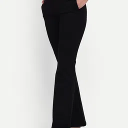broadstar Women Flared Black Lycra Blend Trousers-picture-18