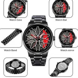 house of common Car wheel watch | Spinning watch | Roatating watch | Gyro watch | Red watch Analog Watch - For Men HOC_GY STAR RED-05 image 4