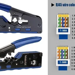 coolcold Multifunction RJ45 Crimp Tool with Stripper & 10 Cat7 Plugs (Colorful) RJ45 Crimping Tool Kit with Stripper & 10 Cat7 Connectors (Multi-Color) Manual Crimper image 2