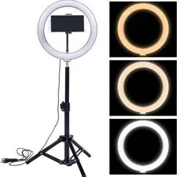 NEELTREDE Dimmable 3-Modes LED Ring Light with Tabletop Stand with (BLACK 2000G) Ring Flash-image-4