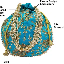 athizay Girls Blue Potli image 4