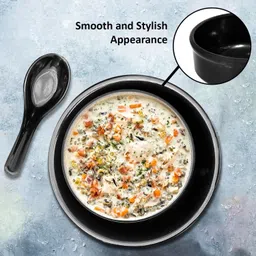 Melamine Soup Bowl Aurka Serving Bowl Set with Spoon & Plate for Serving Food, Microwave Safe image 5