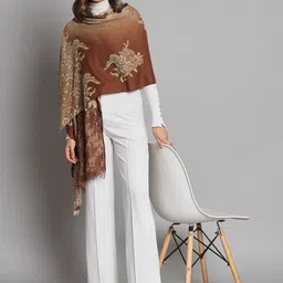 MODARTA Embroidered Pure Wool Shawl image 2