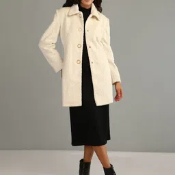 honnete 100 % Polyester Self Design Coat For Women image 1