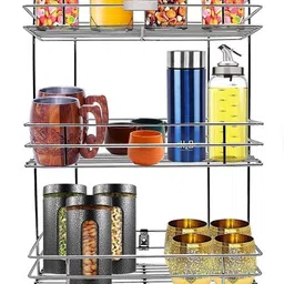 geschir Utensil Kitchen Rack Stainless Steel 3 Tier Kitchen Rack, Storage Shelf Rack, 3 Layer Storage Rack Steel-picture-19