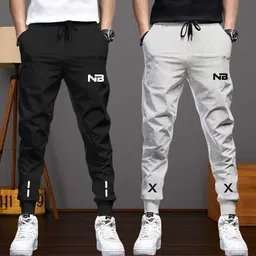 nb nicky boy Pack of 2 Men Printed Black, Grey Track Pants-picture-34