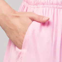 fambee Women Relaxed Pink Viscose Rayon Trousers image 4