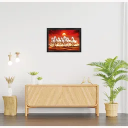 dharvika innovations Seven Horse Frame Home Decorative Gift Item with Synthetic Frame Digital Reprint 14 inch x 20 inch Painting image 3
