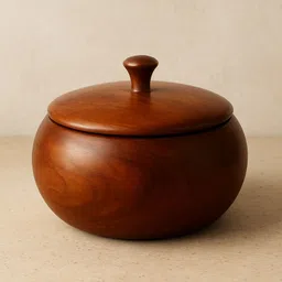 ziya wood handicrafts Handcrafted Round Wooden Casserole with Lid for Elegant Kitchen D?cor Serve Casserole-picture-44