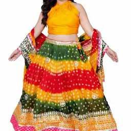 pahnava Bandhani Semi Stitched Lehenga Choli image 5