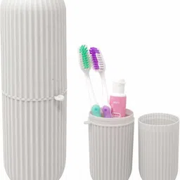 Capsule Shape Travel Toothbrush Toothpaste Case Holder | Portable Plastic Storage Toothbrush Holder | Random Color [Pack of 1] Toothbrush Case-image-3