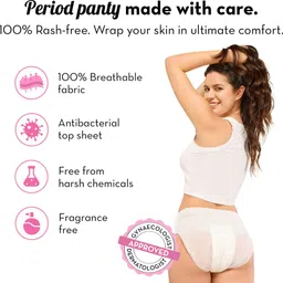 plush Comfort High Waist Disposable Period Panty, Rash Free M/L Size Sanitary Pad image 3