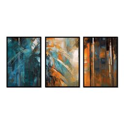 wens Modern Multicolour Canvas & MDF (Set of 3) Framed Art Panels image 3