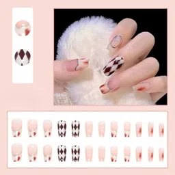 saivinayak unique world Trendy Press-On Nails with Diamond & Swirl Design - 24 PCS image 1