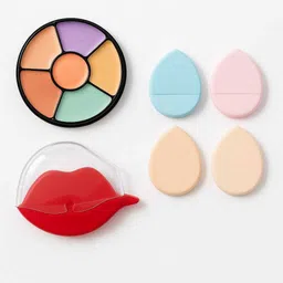 nigrifix 6 in 1 Concealer Palette with Lip Shape Apple type Lipstick With 4 finger puff Concealer-picture-36