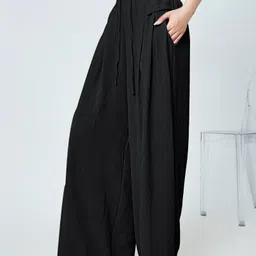 leriya fashion Women Regular Fit Black Polycotton Trousers image 2