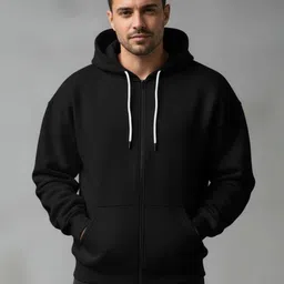 coastal clothier Men Full Sleeve Solid Hooded Sweatshirt image 3