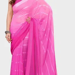 kashvi sarees Striped, Ombre, Printed Bollywood Satin Saree image 4