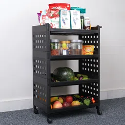ada 4-Tier Multipurpose Storage Shelf Rack with Wheels | Storage Organizer Cart Plastic Kitchen Trolley-picture-18