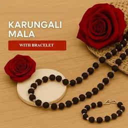 pyr fashion Karungali Malai Men Original with Bracelet Silver Plated Wood Chain-picture-32
