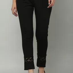 sellingsea Women Regular Fit Black Cotton Blend Trousers image 3